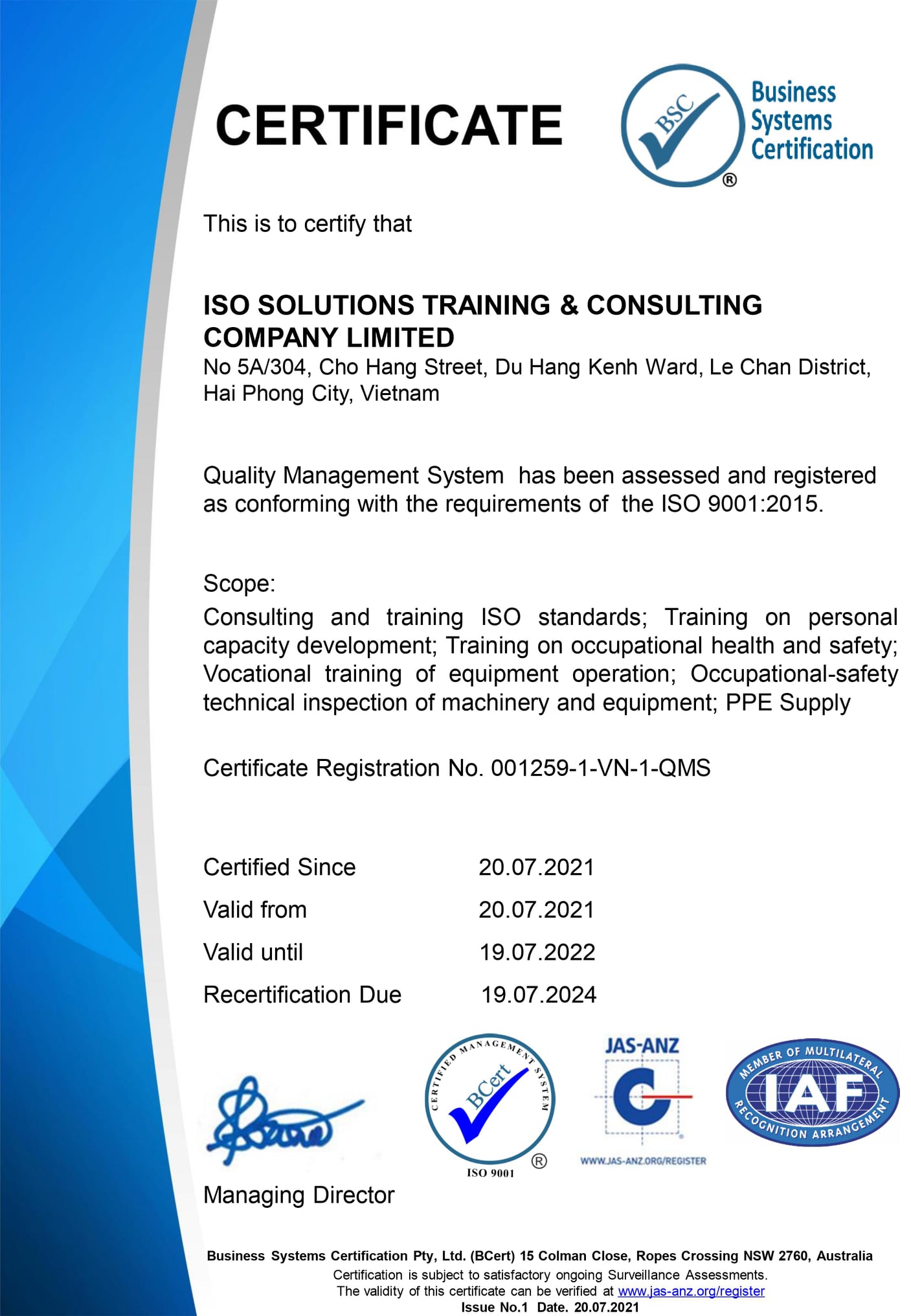 Chứng nhận ISO 9001:2015